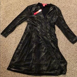 A black and white velvet dress